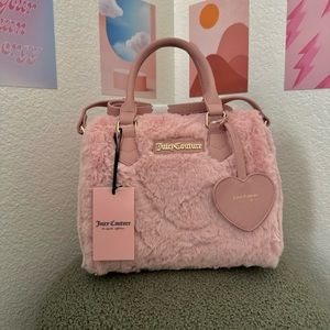 Juicy Couture Baby Pink Faux Fur Taffy Satchel Crossbody Bag TikTok Viral 💗